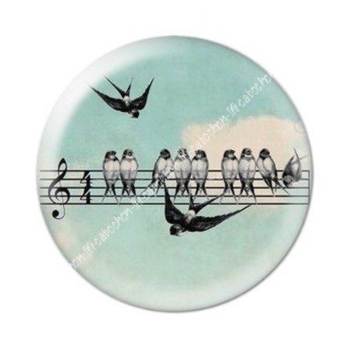 Cabochon résine à coller 25 mm partition amour aba19