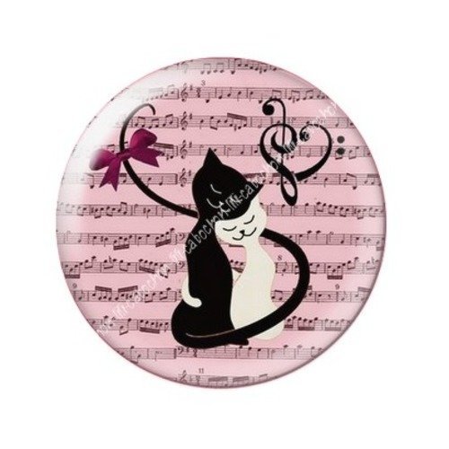 Cabochon résine à coller 25 mm partition amour aba23