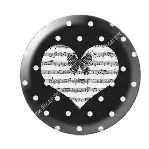 Cabochon résine à coller 25 mm partition amour aba24