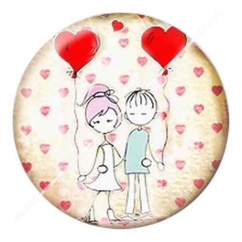 Cabochon résine à coller 25 mm couple amour b2