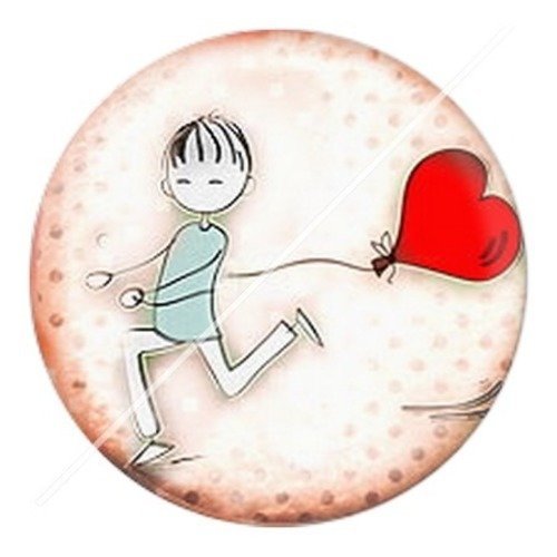 Cabochon résine à coller 25 mm couple amour b7