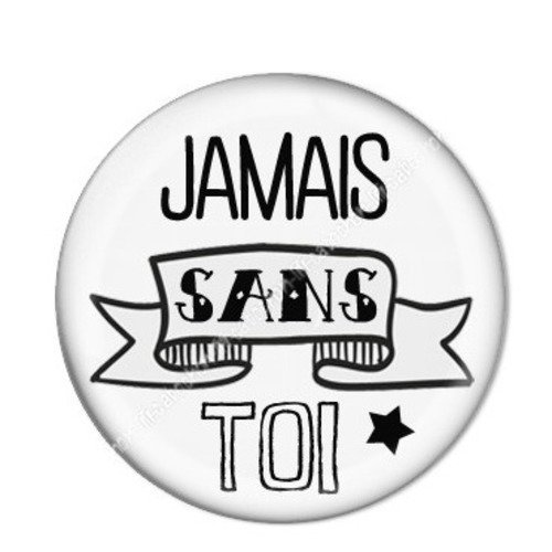 Cabochon résine à coller 25 mm couple jamais sans toi