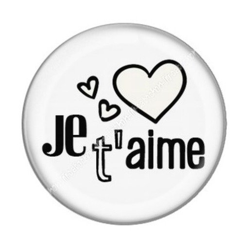 Cabochon résine à coller 25 mm couple je t'aime