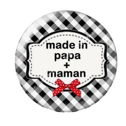 Cabochon résine à coller 25 mm  bébé maman + papa