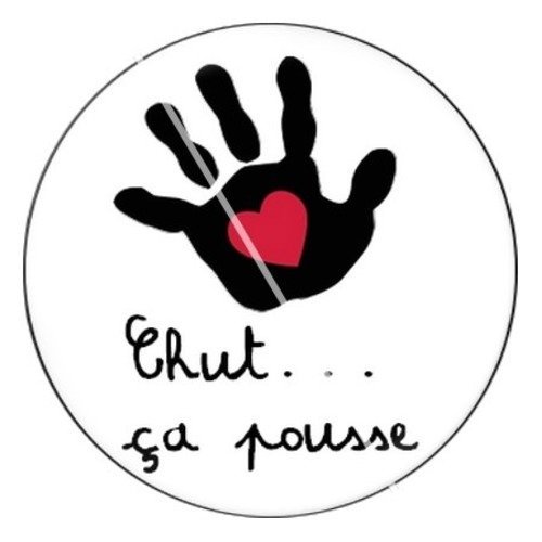 Cabochon résine à coller 25 mm chut ça pousse