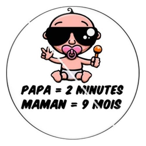 Cabochon résine à coller 25 mm humour bébé papa maman