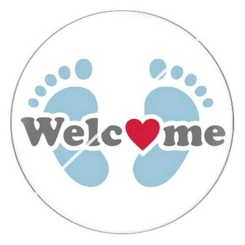 Cabochon résine à coller 25 mm bienvenue bébé