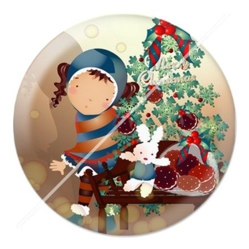 Cabochon résine à coller 25 mm aa joyeux noël a10