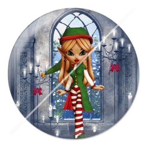 Cabochon résine à coller 25 mm aa noël et fêtes fées 10