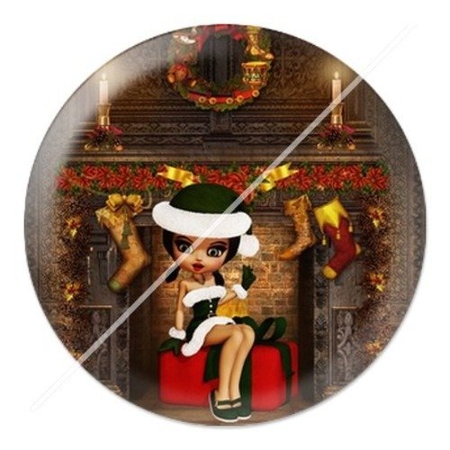 Cabochon résine à coller 25 mm aa noël et fêtes fées 11