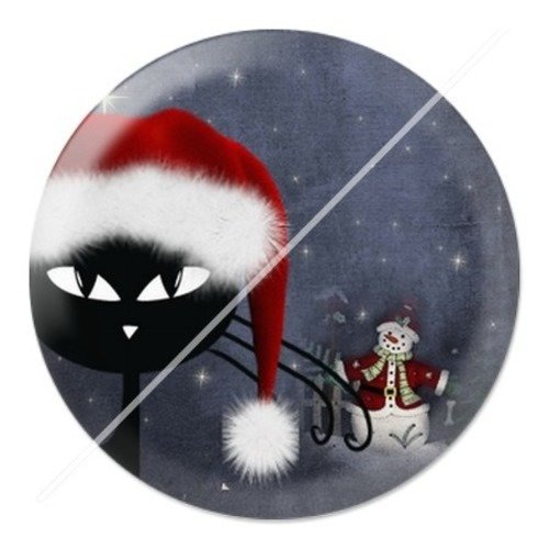 Cabochon résine à coller 25 mm aa noël et fêtes, chat g5