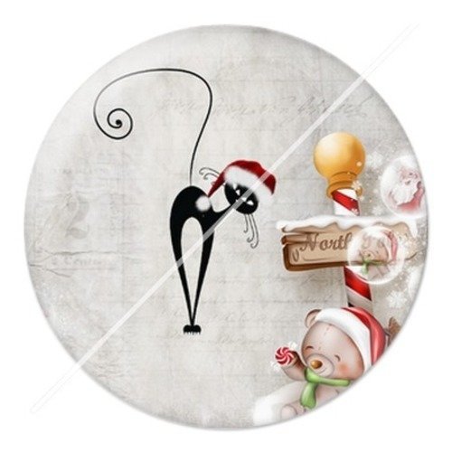 Cabochon résine à coller 25 mm aa noël et fêtes, chat g7