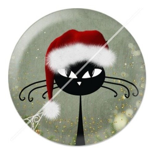 Cabochon résine à coller 25 mm aa noël et fêtes, chat g10