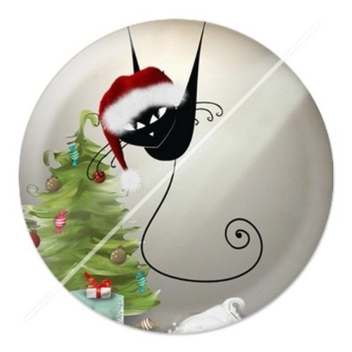 Cabochon résine à coller 25 mm aa noël et fêtes, chat g13