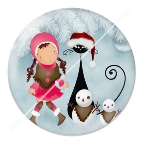 Cabochon résine à coller 25 mm aa noël et fêtes, chat g15