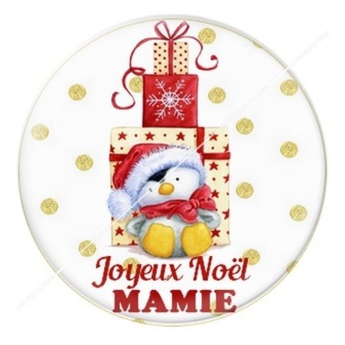 Cabochon résine à coller 25 mm aa noël et fêtes mamie h3