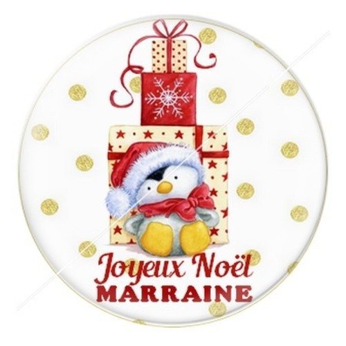 Cabochon résine à coller 25 mm aa noël et fêtes marraine h5