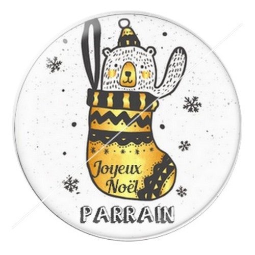 Cabochon résine à coller 25 mm aa noël et fêtes parrain h3