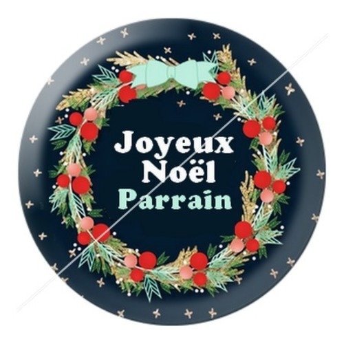 Cabochon résine à coller 25 mm aa noël et fêtes parrain h7