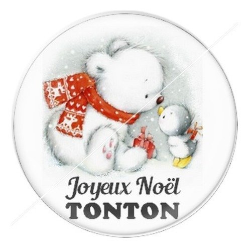 Cabochon résine à coller 25 mm aa noël et fêtes tonton h2