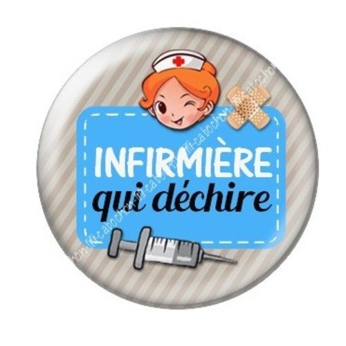 Cabochon résine à coller 25 mm infirmière b1