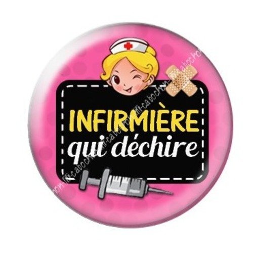 Cabochon résine à coller 25 mm infirmière b2