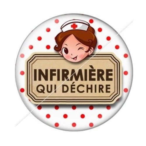 Cabochon résine à coller 25 mm infirmière c2