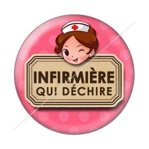 Cabochon résine à coller 25 mm infirmière 9