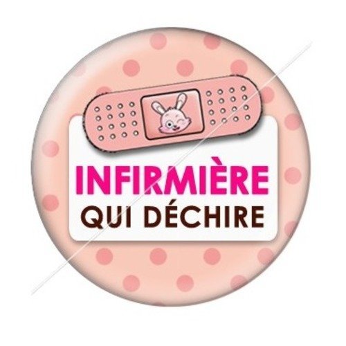 Cabochon résine à coller 25 mm infirmière 12