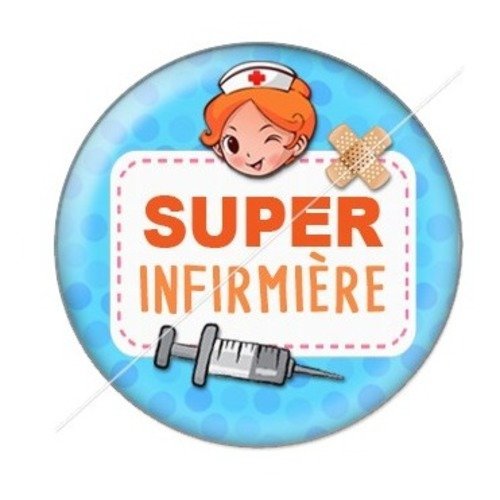 Cabochon résine à coller 25 mm infirmière 15