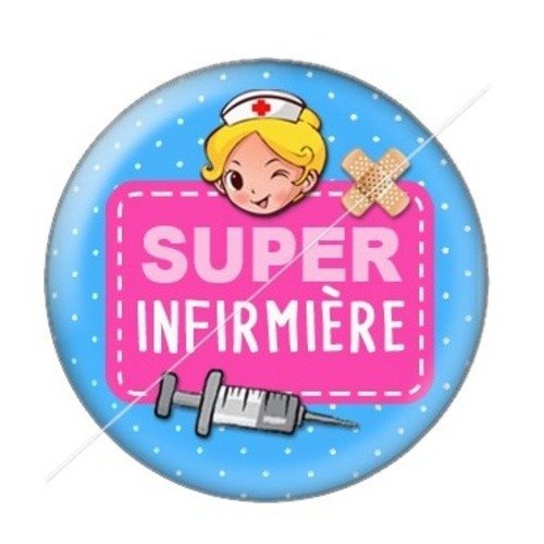 Cabochon résine à coller 25 mm infirmière b4