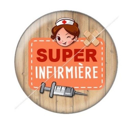 Cabochon résine à coller 25 mm infirmière b5