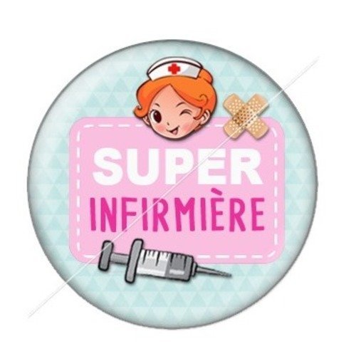 Cabochon résine à coller 25 mm infirmière b7