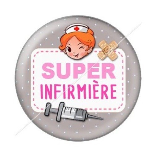 Cabochon résine à coller 25 mm infirmière b10