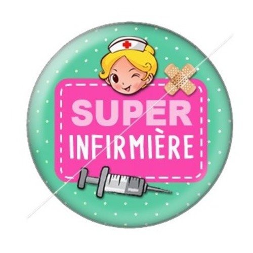 Cabochon résine à coller 25 mm infirmière b11