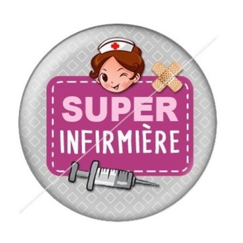 Cabochon résine à coller 25 mm infirmière b12