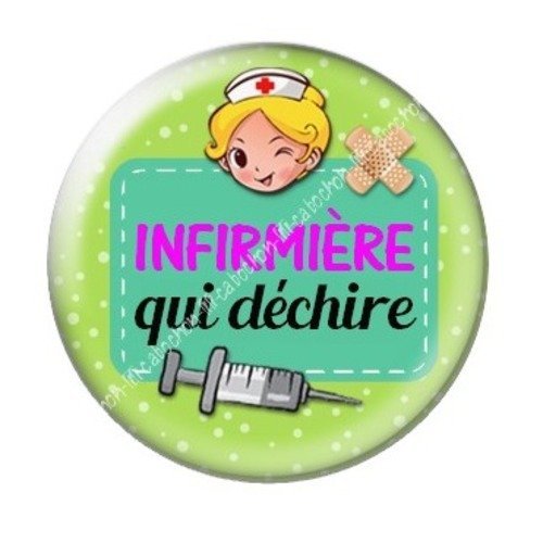 Cabochon résine à coller 25 mm infirmière b13