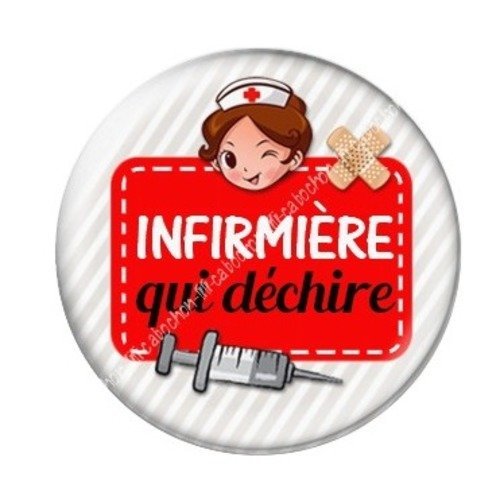 Cabochon résine à coller 25 mm infirmière b14