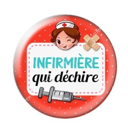 Cabochon résine à coller 25 mm infirmière c3