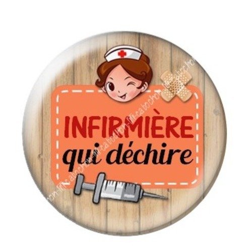 Cabochon résine à coller 25 mm infirmière c4