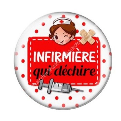Cabochon résine à coller 25 mm infirmière c7