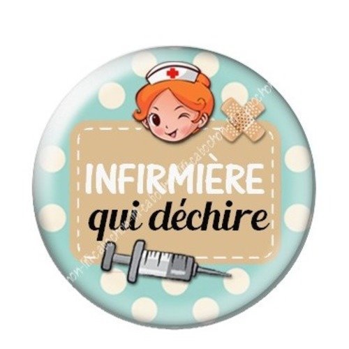 Cabochon résine à coller 25 mm infirmière c8