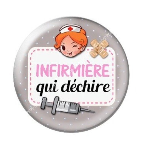 Cabochon résine à coller 25 mm infirmière c9