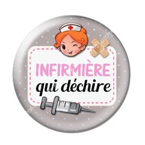 Cabochon résine à coller 25 mm infirmière c10
