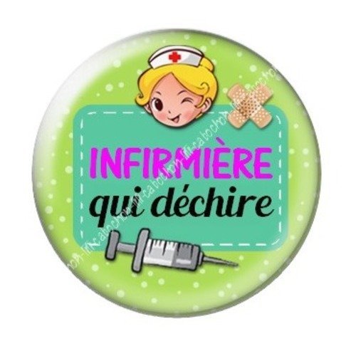 Cabochon résine à coller 25 mm infirmière c12