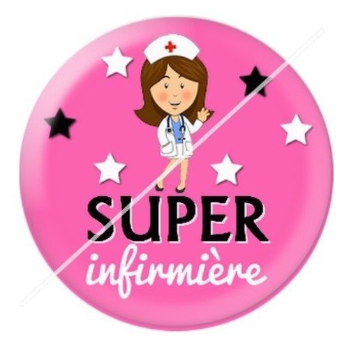 Cabochon résine à coller 25 mm infirmière e3