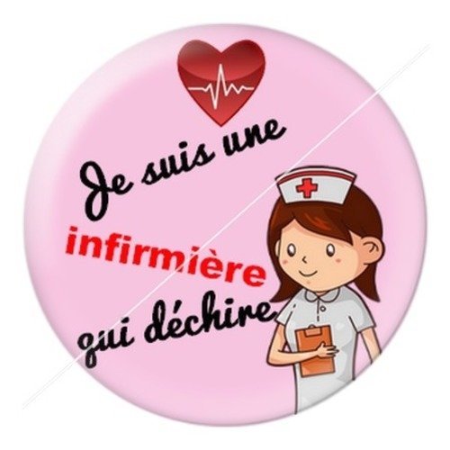Cabochon résine à coller 25 mm infirmière f1