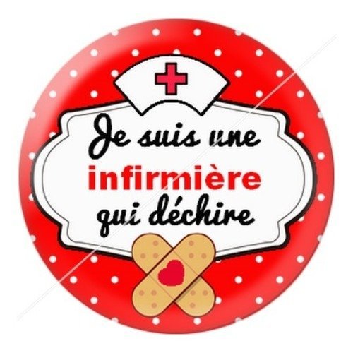 Cabochon résine à coller 25 mm infirmière f4