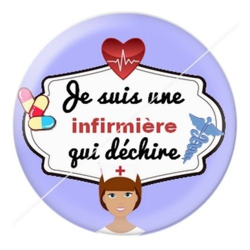 Cabochon résine à coller 25 mm infirmière f6