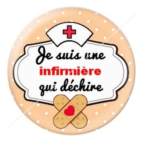 Cabochon résine à coller 25 mm infirmière f9
